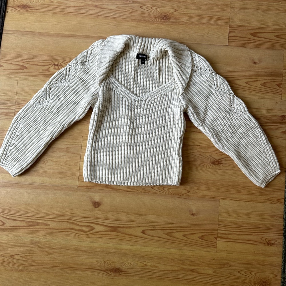 Faded Glory Women's V-Neck Sweater - Cream